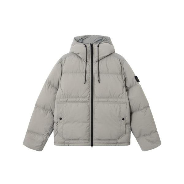 Doudoune à capuche STONE ISLAND nylon ripstop CORDURA® gris perle mat