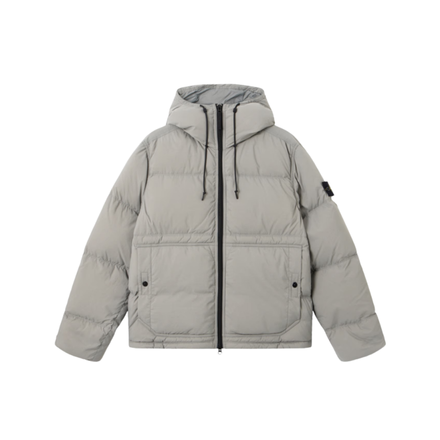 Doudoune à capuche STONE ISLAND nylon ripstop CORDURA® gris perle mat