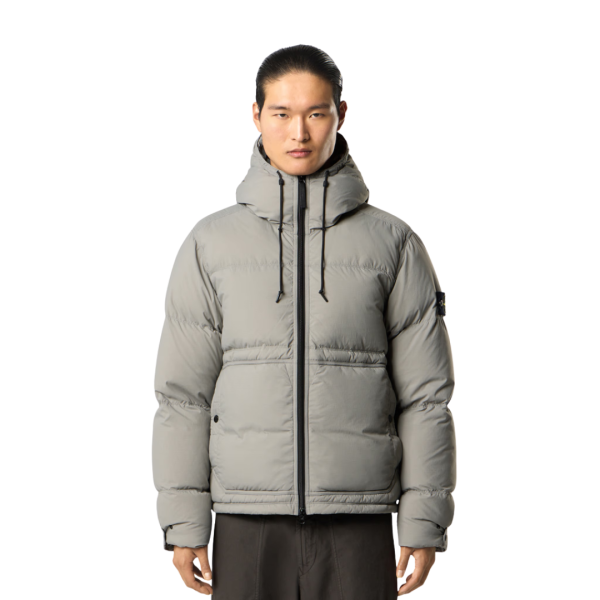 Doudoune à capuche STONE ISLAND nylon ripstop CORDURA® gris perle mat