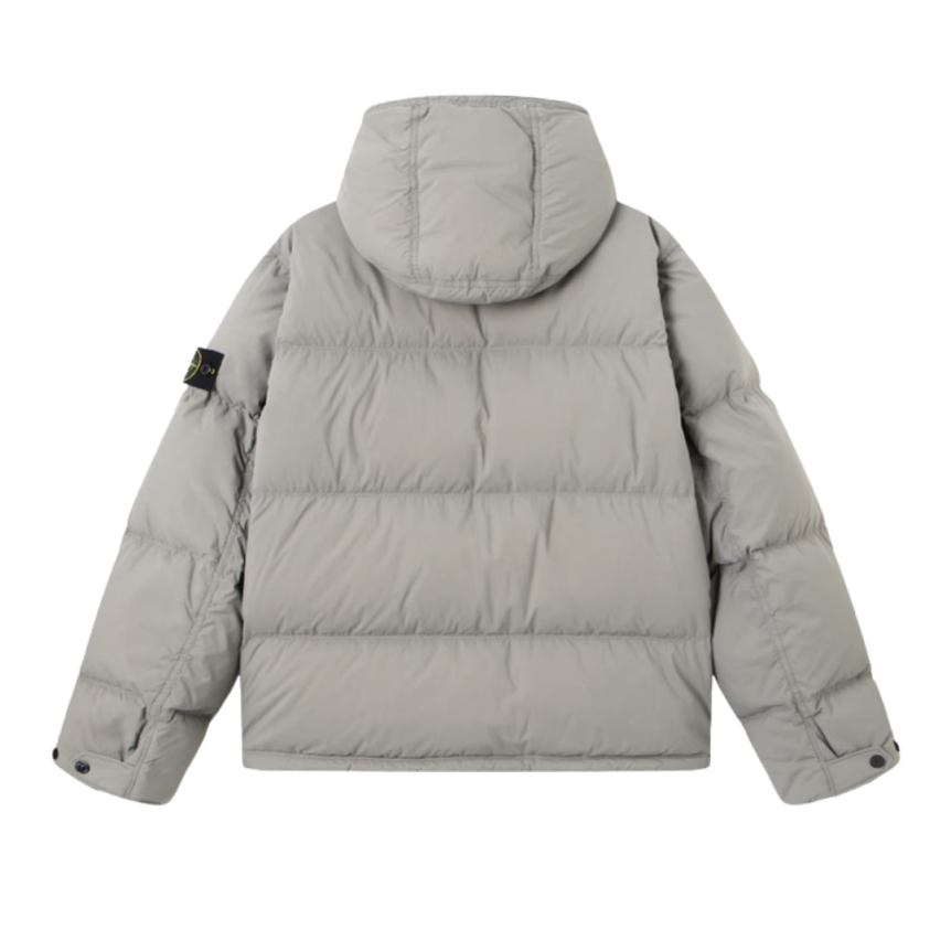 Doudoune à capuche STONE ISLAND nylon ripstop CORDURA® gris perle mat