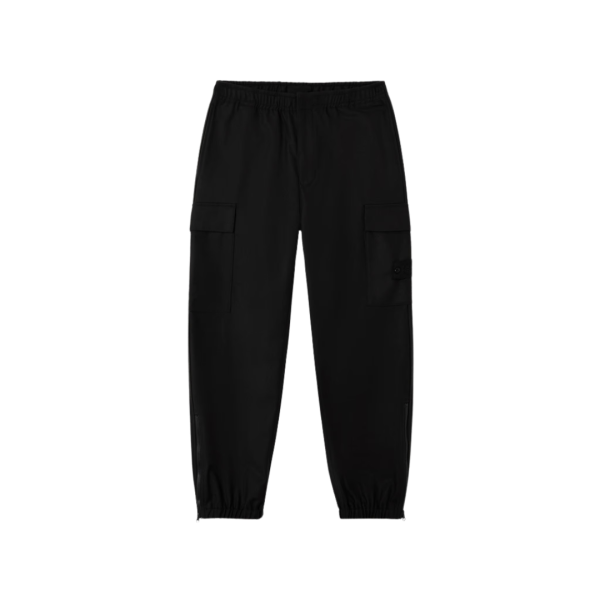 Pantalon ample cargo STONE ISLAND laine nylon flanelle noir logo Ghost ton sur ton