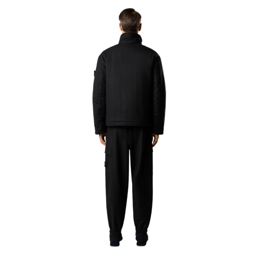 Pantalon ample cargo STONE ISLAND laine nylon flanelle noir logo Ghost ton sur ton