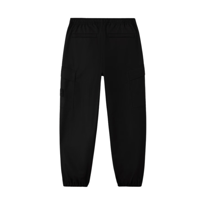 Pantalon ample cargo STONE ISLAND laine nylon flanelle noir logo Ghost ton sur ton