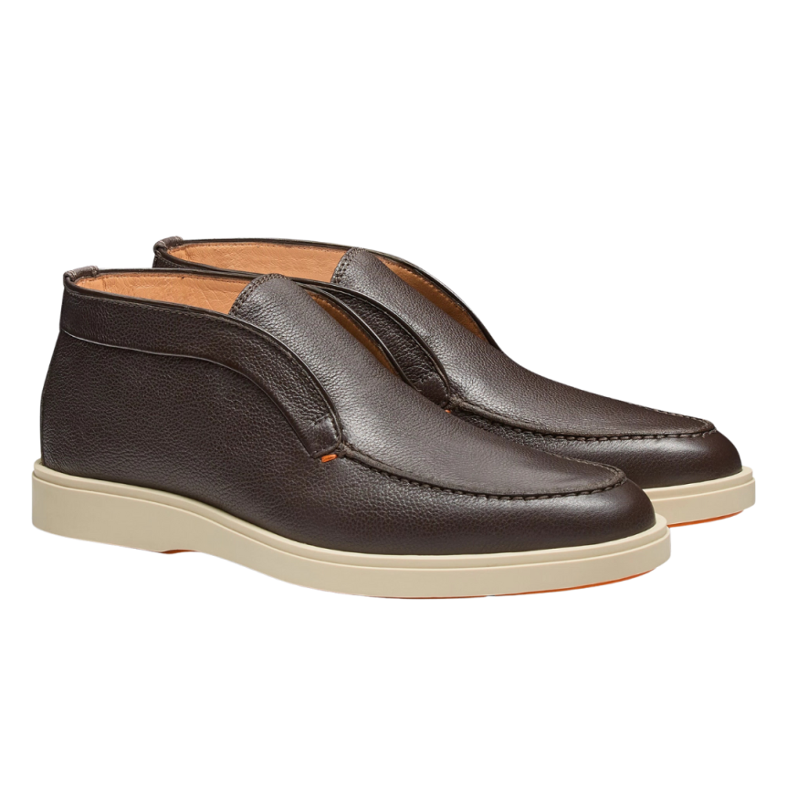 Desert Boots SANTONI cuir foulonné marron foncé
