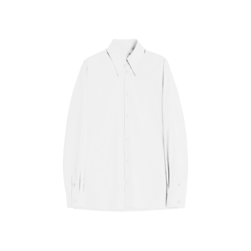 Chemise VALENTINO popeline coton écru col pointu