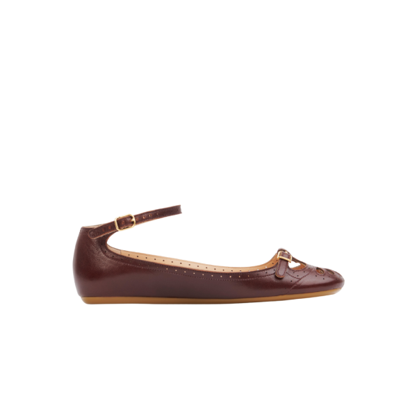 Ballerine plates CHLOE Misty marron bordeaux bride cheville