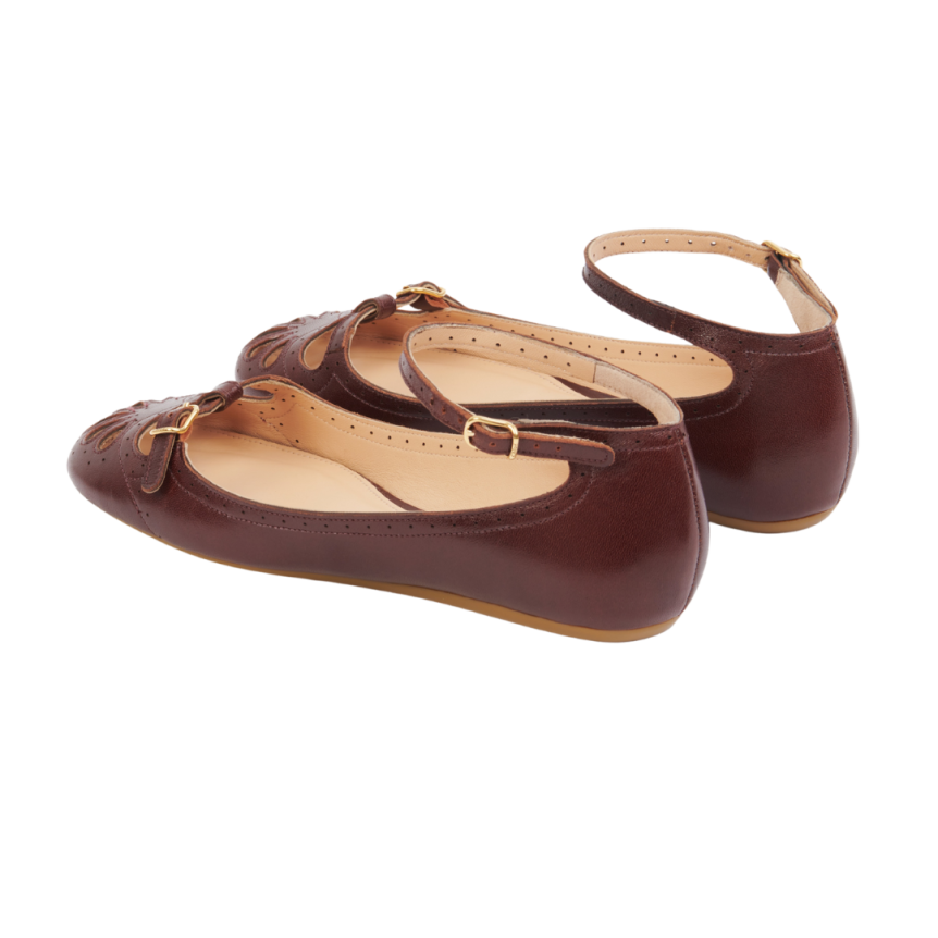 Ballerine plates CHLOE Misty marron bordeaux bride cheville