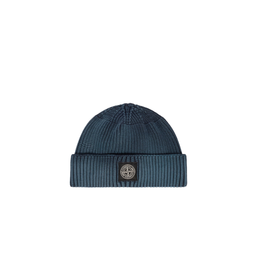 Bonnet STONE ISLAND nylon bleu traitement corrosion écusson logo Compass
