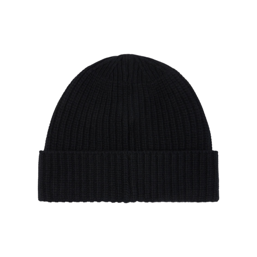 Bonnet STONE ISLAND laine vierge noir revers écusson Compass