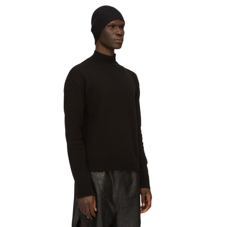 Bonnet RICK OWENS tricot cotelé noir FW25 Concordians