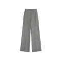 Pantalon Palazzo laine vierge natté tissage boutonné gris Runway
