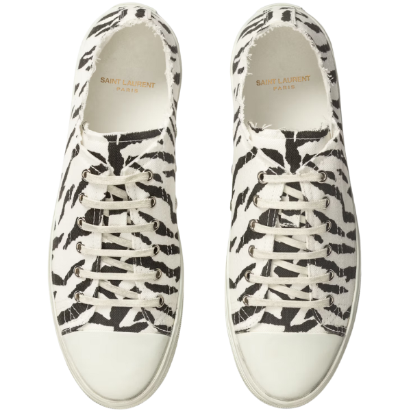 SAINT LAURENT baskets basses à lacets coton blanc imprimé zèbre