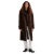 Manteau manche raglan cuir veau velours marron logo triangle dos