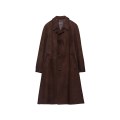 Manteau manche raglan cuir veau velours marron logo triangle dos