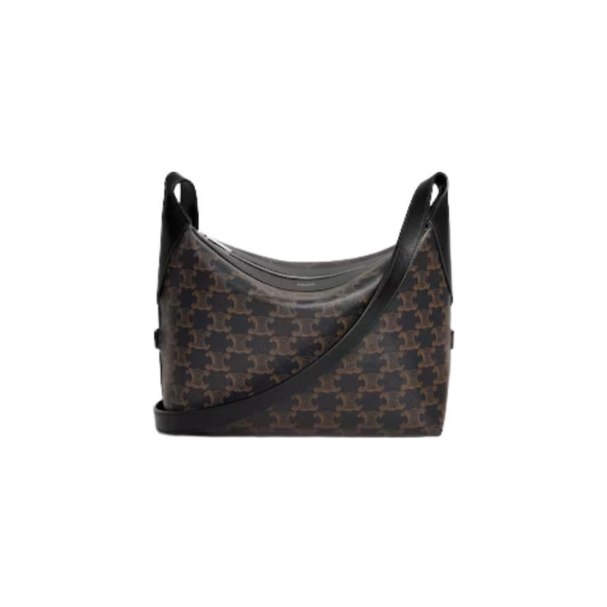 Sac porté épaule CELINE Harry cuir toile Triomphe marron noir bandoulière