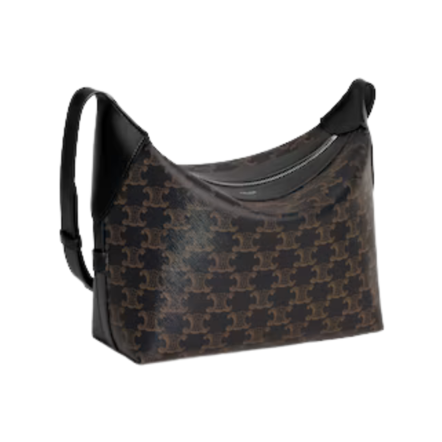 Sac porté épaule CELINE Harry cuir toile Triomphe marron noir bandoulière