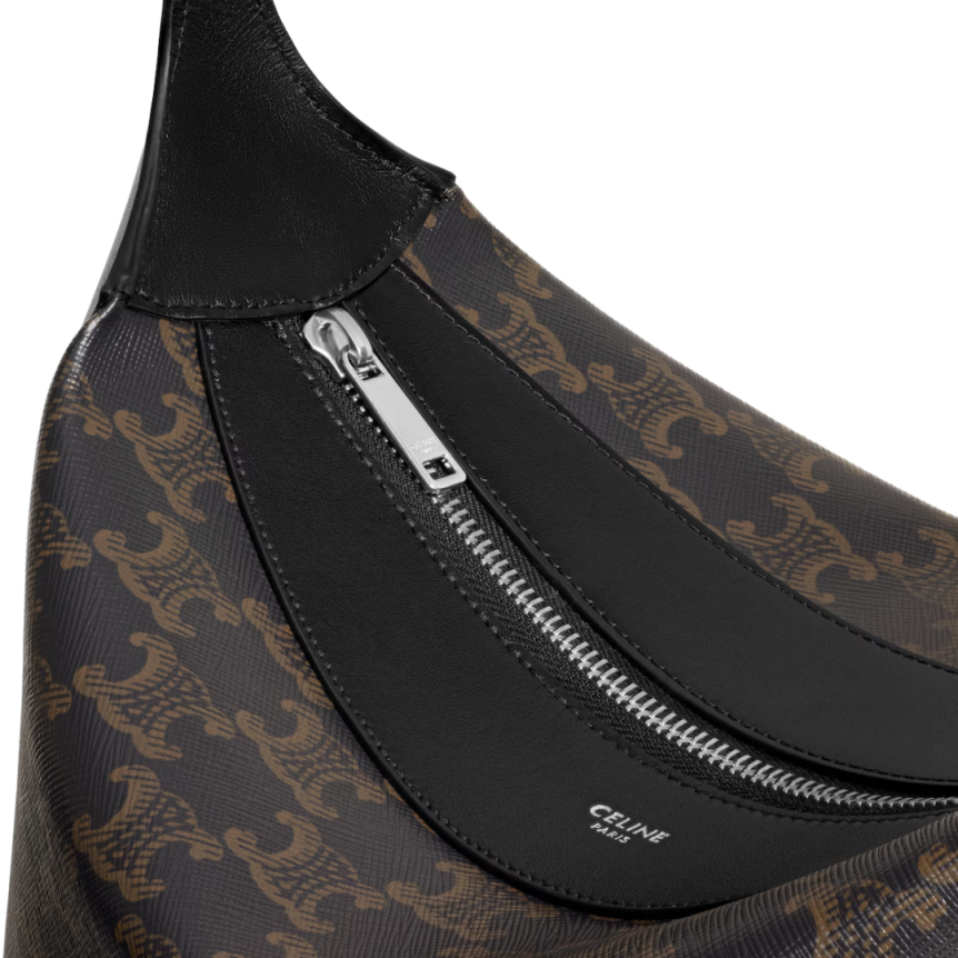 Sac porté épaule CELINE Harry cuir toile Triomphe marron noir bandoulière