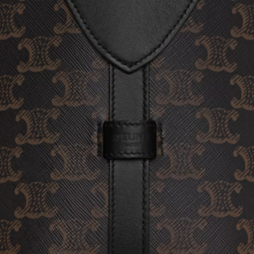 Sac porté épaule CELINE Harry cuir toile Triomphe marron noir bandoulière