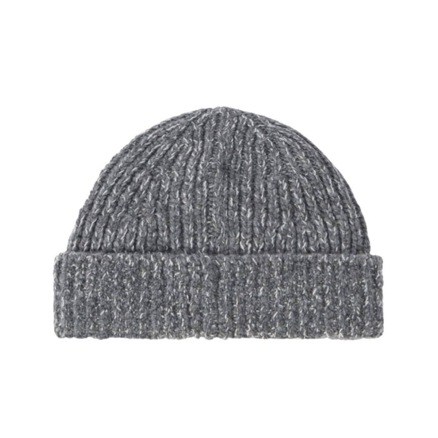 Bonnet tricoté STONE ISLAND à revers laine vierge mélangée gris chiné