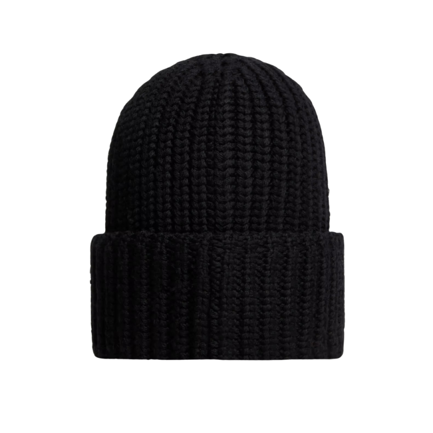 Bonnet oversize MONCLER laine vierge noire logo Moncler Grenoble