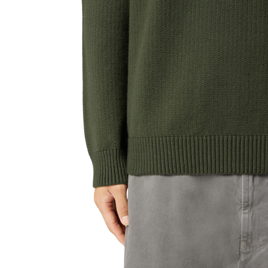 Pull col rond STONE ISLAND coton mélangé côtelé chevrons kaki