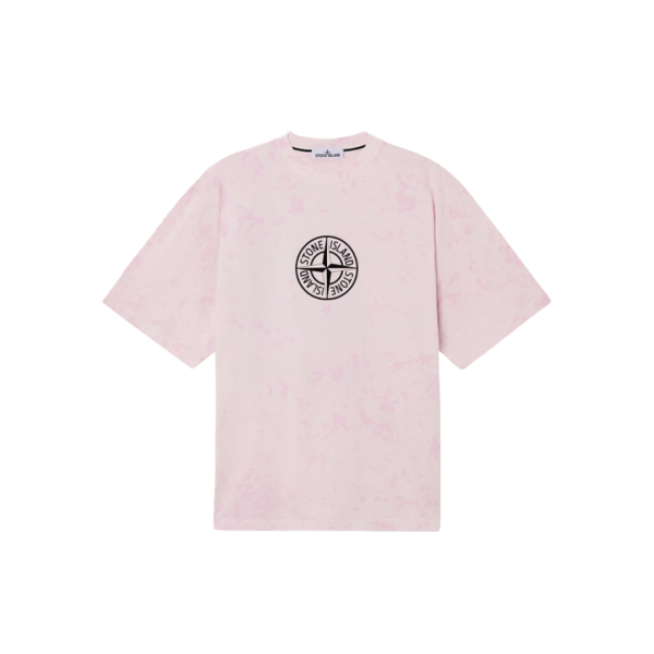T-shirt col rond STONE ISLAND manche courte coton rose pale imprimé Megacity Sky