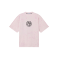 T-shirt col rond manche courte coton rose pale imprimé Megacity Sky