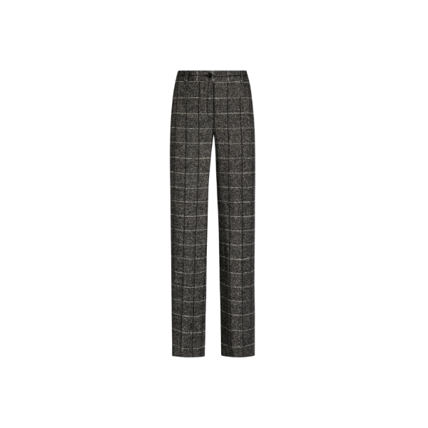 Pantalon droit classique DOLCE & GABBANA laine grise imprimé carreaux
