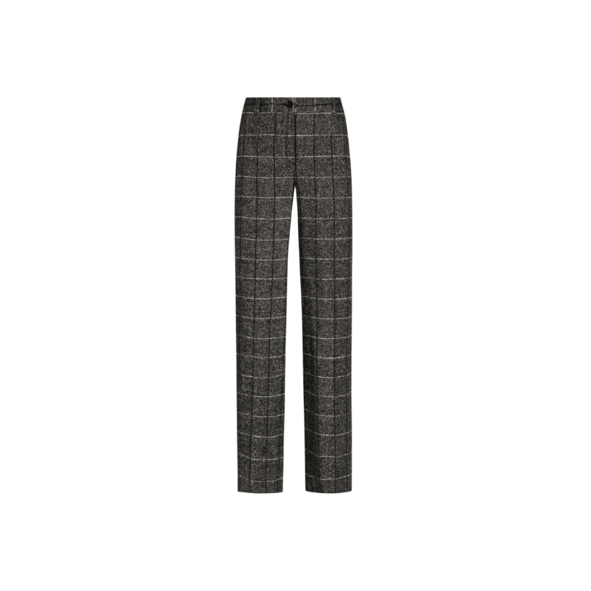 Pantalon droit classique DOLCE & GABBANA laine grise imprimé carreaux