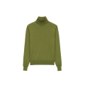 Pull col roulé maille fine tricoté laine cachemire soie vert olive