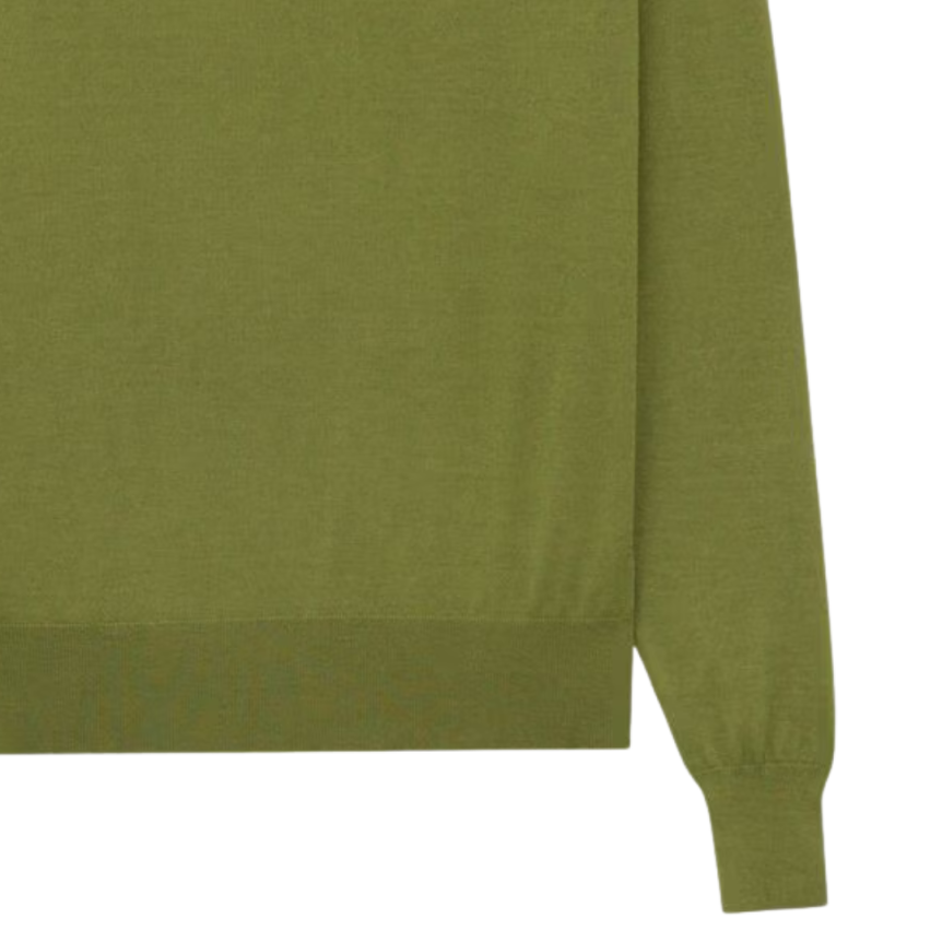 Pull col roulé SAINT LAURENT maille fine tricoté laine cachemire soie vert olive