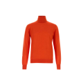 Pull col roulé maille fine tricoté laine cachemire soie orange