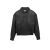 Blouson bomber zippé col en pointe cuir agneau noir