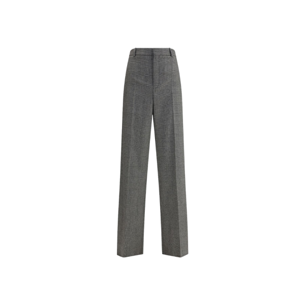 Pantalon de costume SAINT LAURENT laine Prince de Galles gris