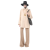 Manteau Caban drap de laine écru V logo doré poche