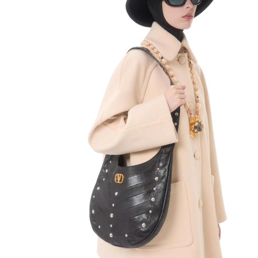 Manteau Caban VALENTINO drap de laine écru V logo doré poche