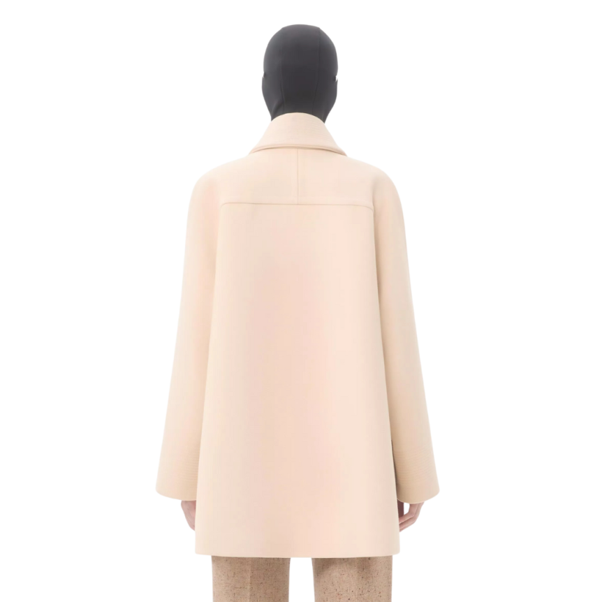 Manteau Caban VALENTINO drap de laine écru V logo doré poche