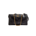 Sac porté épaule Panthea cuir nappa patchwork chevrons noir têtes félins cristaux bandoulière