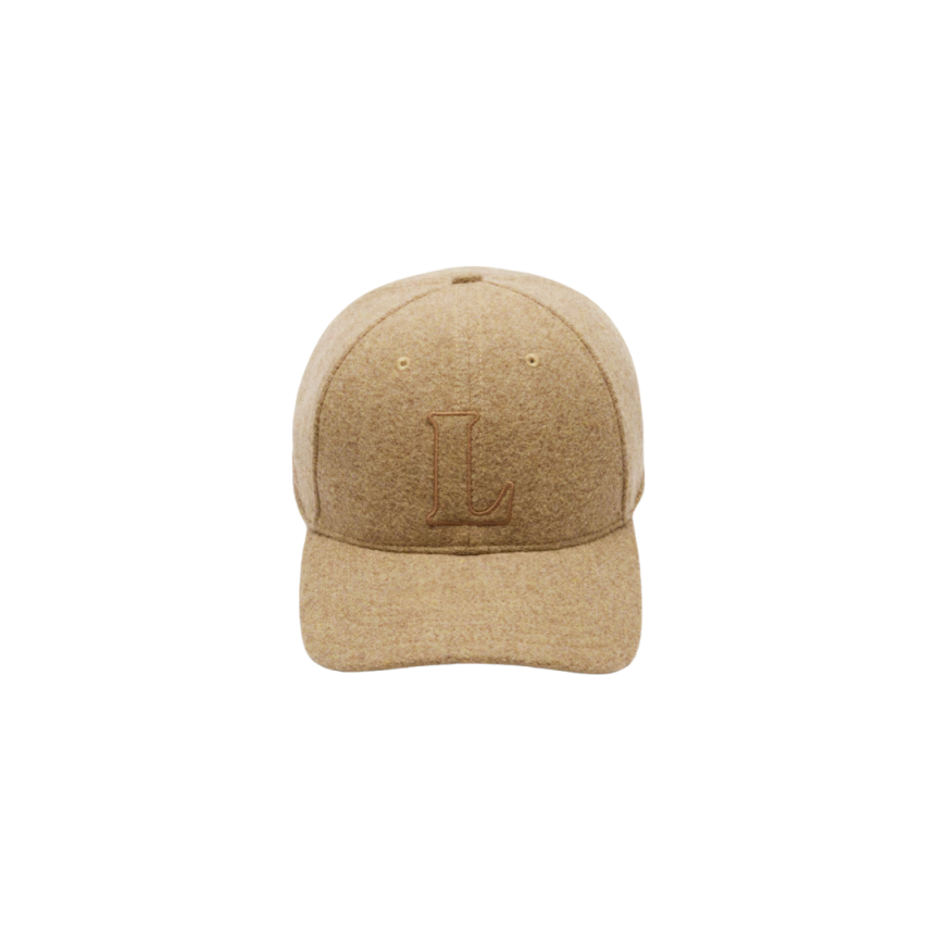 Casquette LACOSTE laine feutre beige logo L embossé