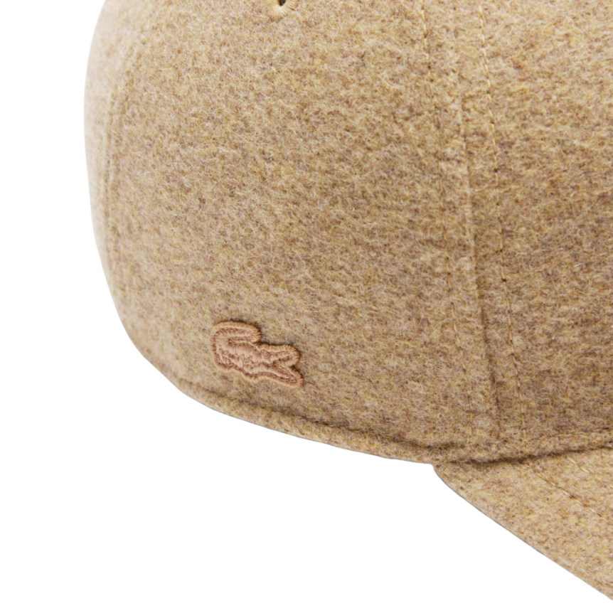 Casquette LACOSTE laine feutre beige logo L embossé