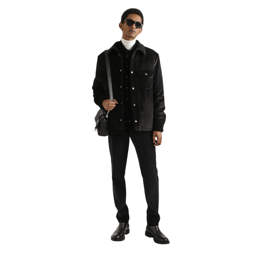 Veste Surchemise DOLCE & GABBANA doudoune coton matelassé velours noir