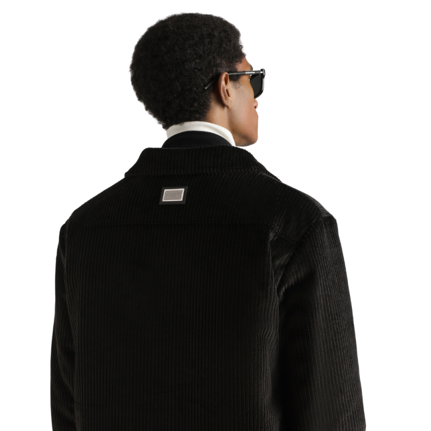 Veste Surchemise DOLCE & GABBANA doudoune coton matelassé velours noir