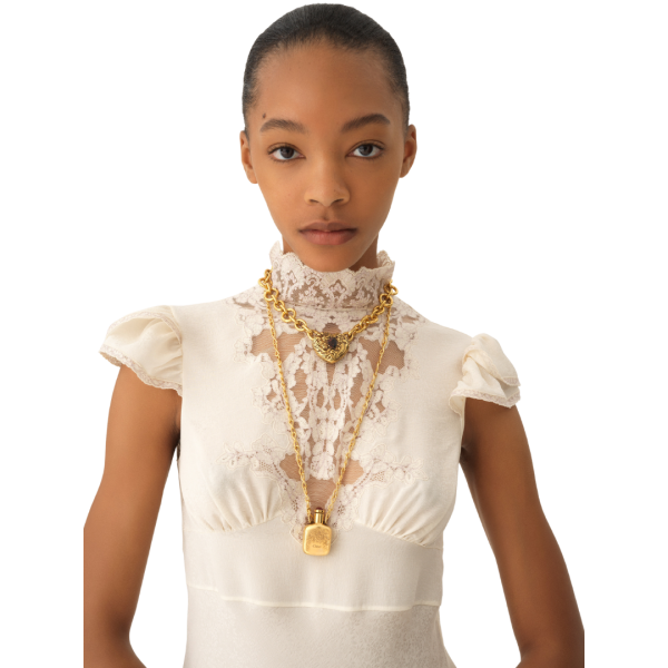 Collier CHLOE Elixir pendentif laiton doré flacon cabochon résine