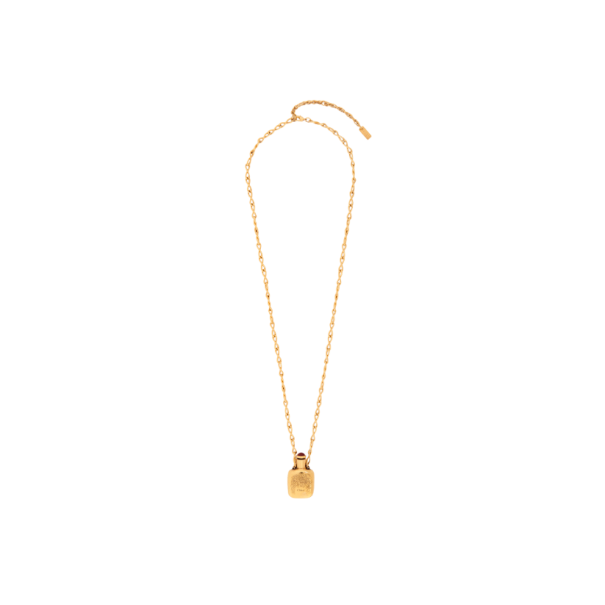 Collier CHLOE Elixir pendentif laiton doré flacon cabochon résine
