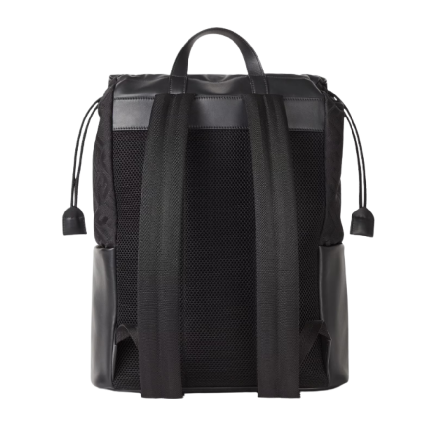 Sac à dos Fendi Flux nylon FF noir cuir cuir veau noir
