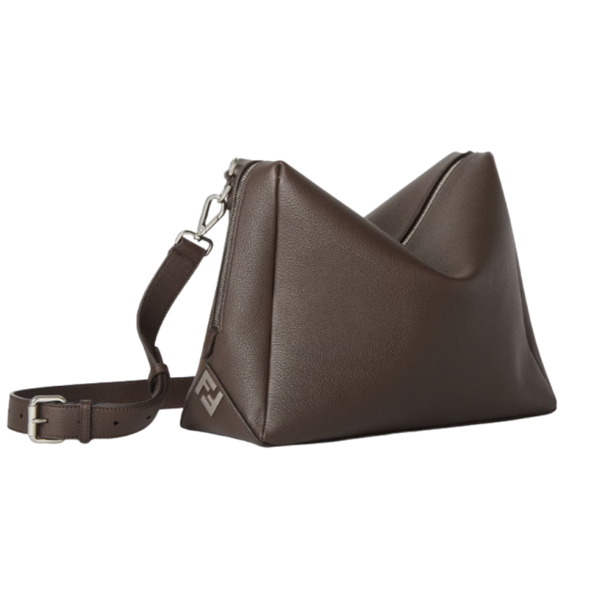 Sac porté épaule FENDI Lui Grand Modèle cuir veau grainé marron