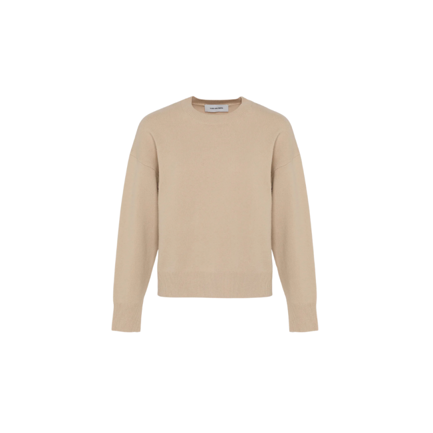 Pull col rond YVES SALOMON maille laine mérinos beige
