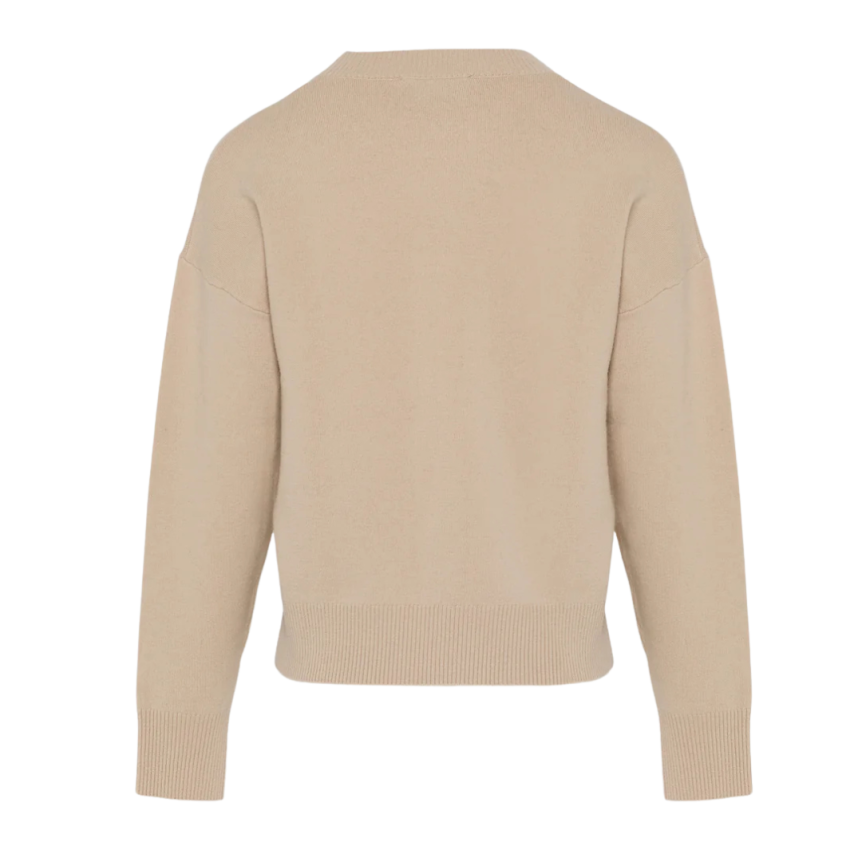 Pull col rond YVES SALOMON maille laine mérinos beige