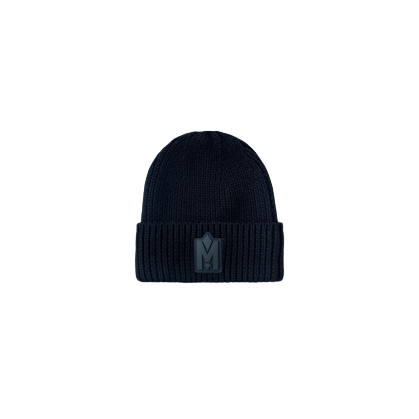 Bonnet MACKAGE Jude-MZ laine mérinos noir logo silicone