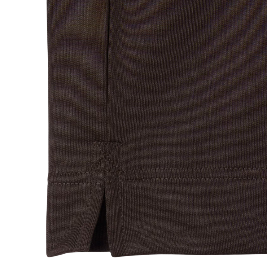 Sweat-shirt LACOSTE molletonné ample col polo nylon coton marron chocolat